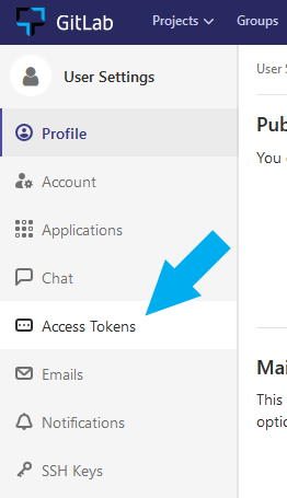 Access Tokens Menu